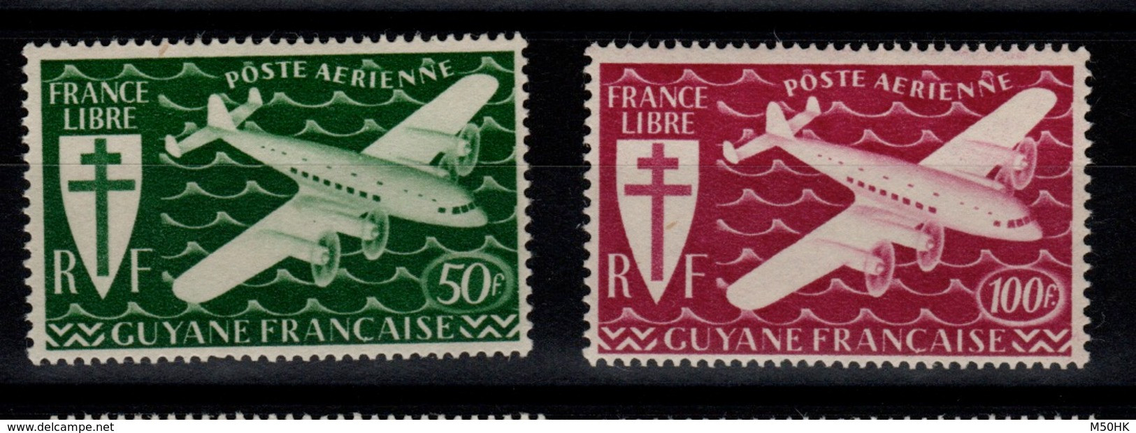 Guyane - YV PA 26 & 27 Complete N** MNH Luxe , Serie PA De Londres Cote 5 Euros - Neufs