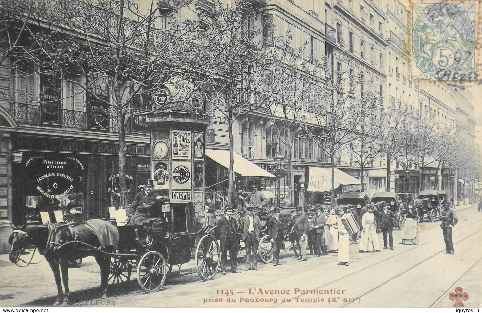 CPA. [75] Paris > TOUT PARIS - N°1145 - L'AVENUE PARMENTIER PRISE DU FAUBg DU TEMPLE - (Xe  Arrt) 1907 - Coll. F. Fleury - Arrondissement: 10