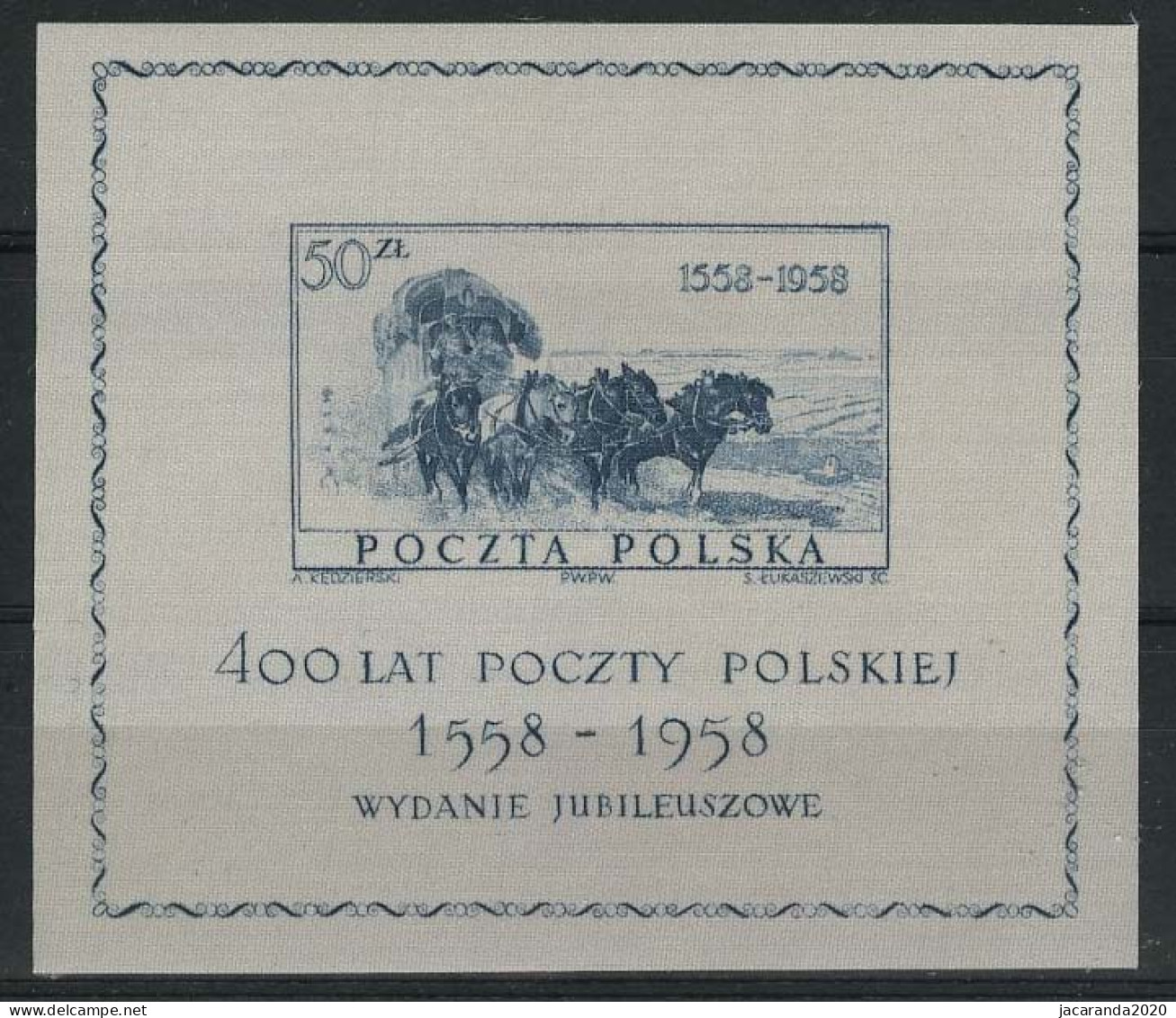 Polen BL22 ** - 400 Years Of Polish Post - 1558 -1958 - Poland - Polska - Blocks & Sheetlets & Panes