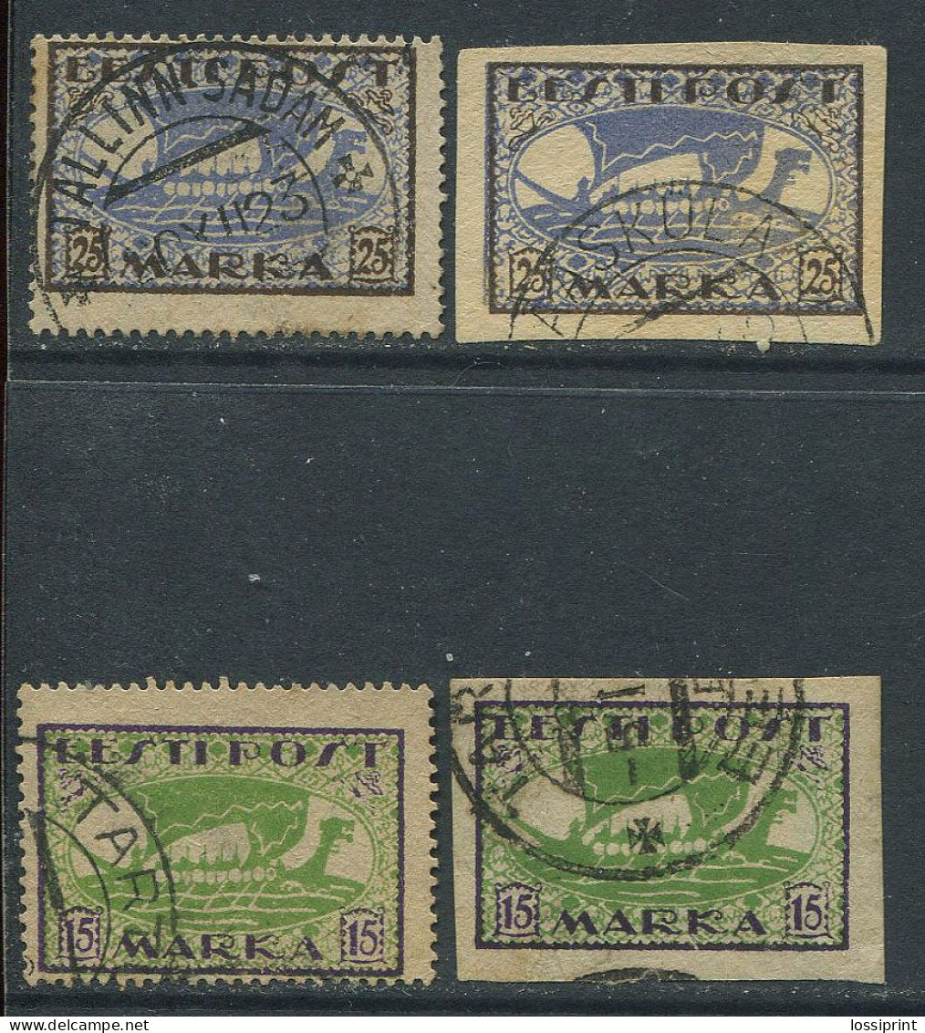 Estonia:Used Stamps Viking Ships 2X15 And 2X 25 Pence, 1920/1922 - Estonia