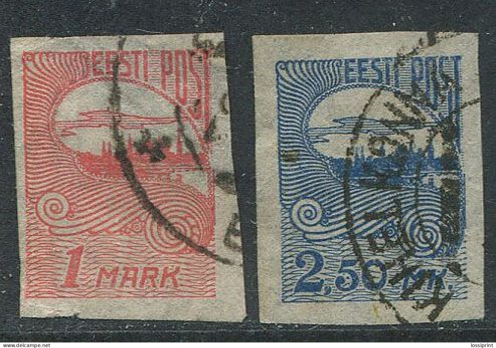 Estonia:Used Stamps Tallinn Silhouette 1 And 2.50 Mark, 1920 - Estonia