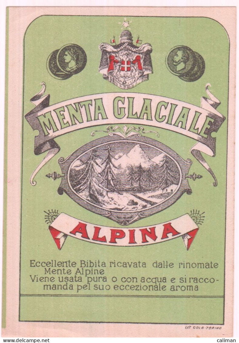 ETICHETTA LABEL MENTA GLACIA E ALPINA - Alcoli E Liquori