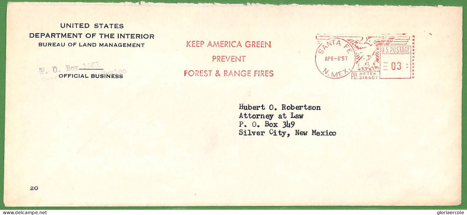 ZA1551 - USA  - POSTAL HISTORY - MECHANICAL POSTMARK On Cover FOREST FIRES  1957 - Marcofilia