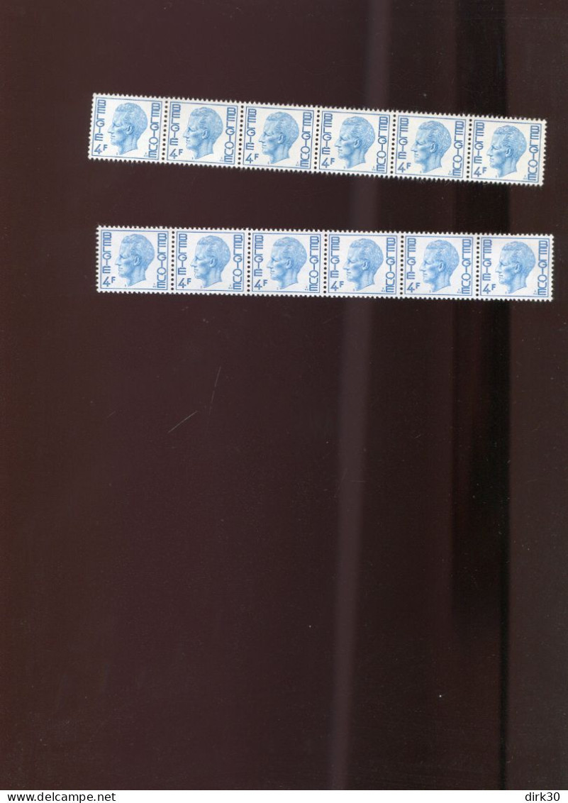 Belgie Rolzegels Elstrom Boudewijn 4fr R47 R47a 1643 Strook Van 6 / Witte + Gele Gom - Coil Stamps