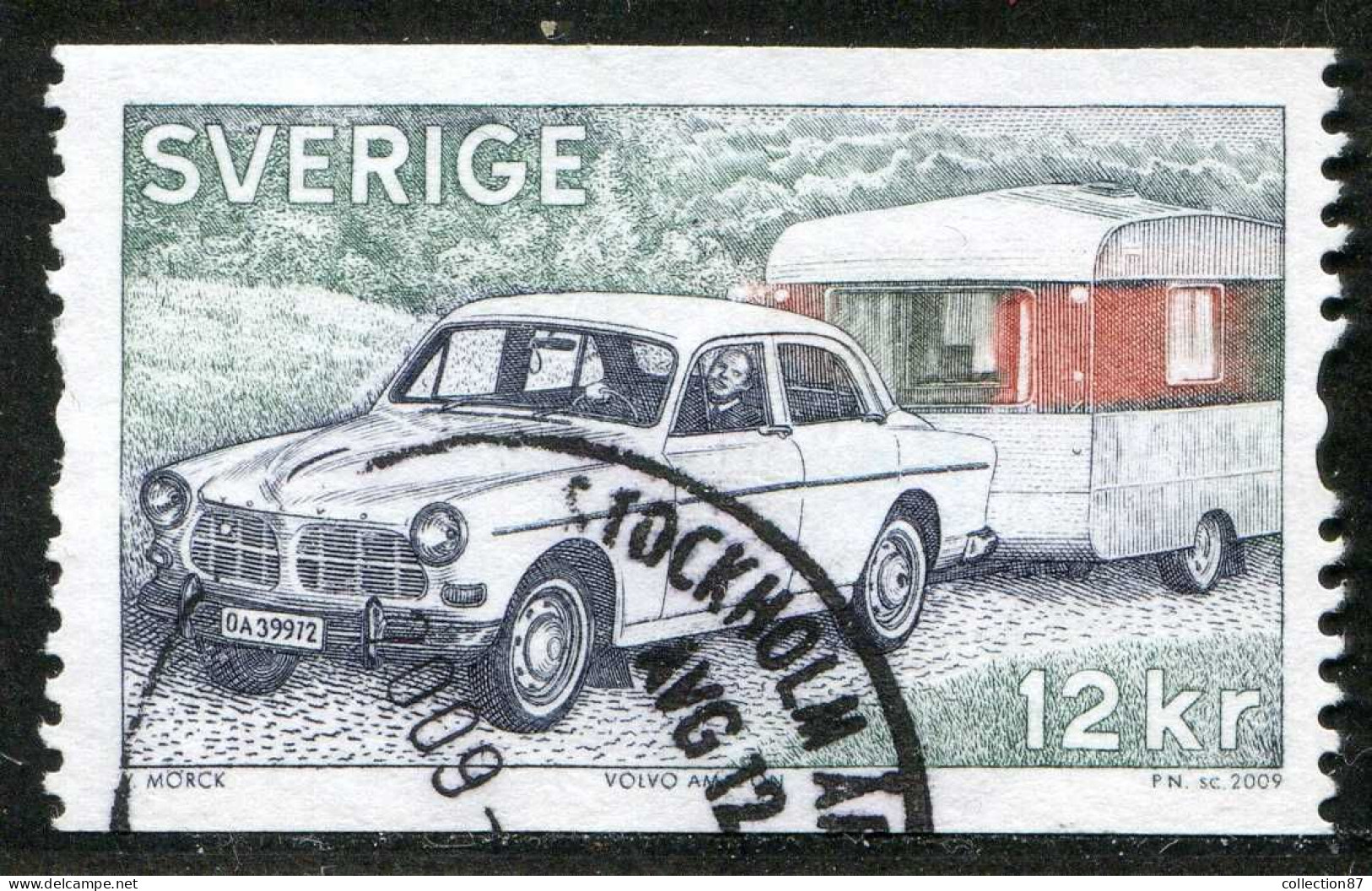 Réf 77 < SUEDE Année 2009 < Yvert N° 2658  Ø Used < SWEDEN < Volvo Amazon De 1958 Avec Caravane - Usati