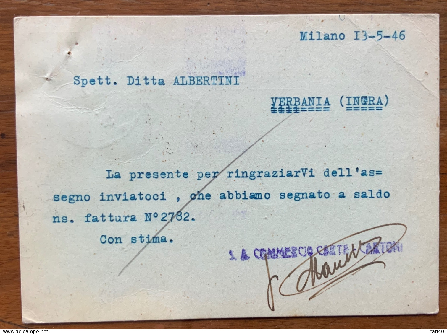 RE DI MAGGIO - MILANO 13/5/46 Su Coppie : 80 C +L.1,20 - CARTOLINA S.A. COMMERCIO CARTE E CARTONI - PER VERBANIA - Poststempel