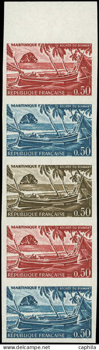 FRANCE Essais De Couleurs ** - 1644, Bande De 5 Essais De Couleurs: 0.50 Martinique - Autres & Non Classés