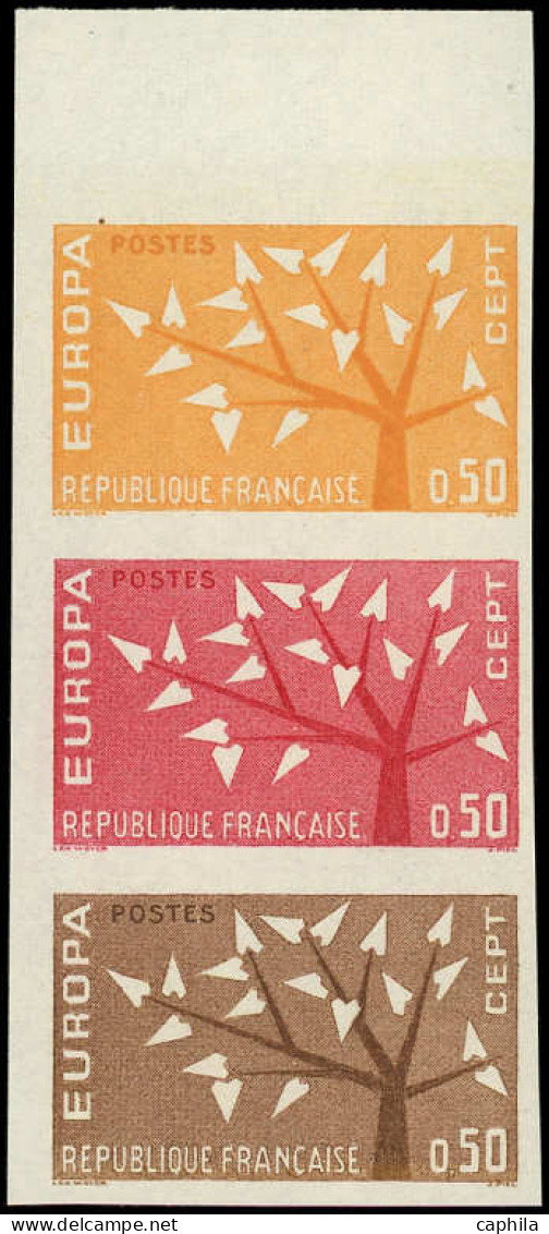 FRANCE Essais De Couleurs ** - 1359, Bande De 3 Essais De Couleurs Différents, Bdf: 0.50 Europa 1962 - Cote:  - Other & Unclassified