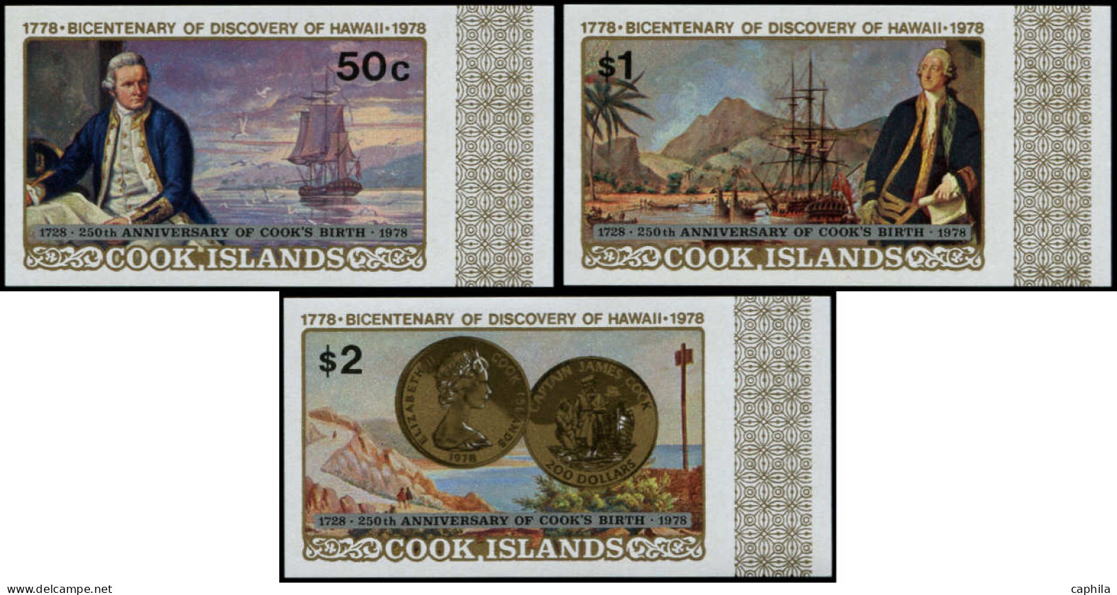 COOK Poste ** - 483/85, Non Dentelés, Bdf (tirage 150): James Cook - Cook Islands