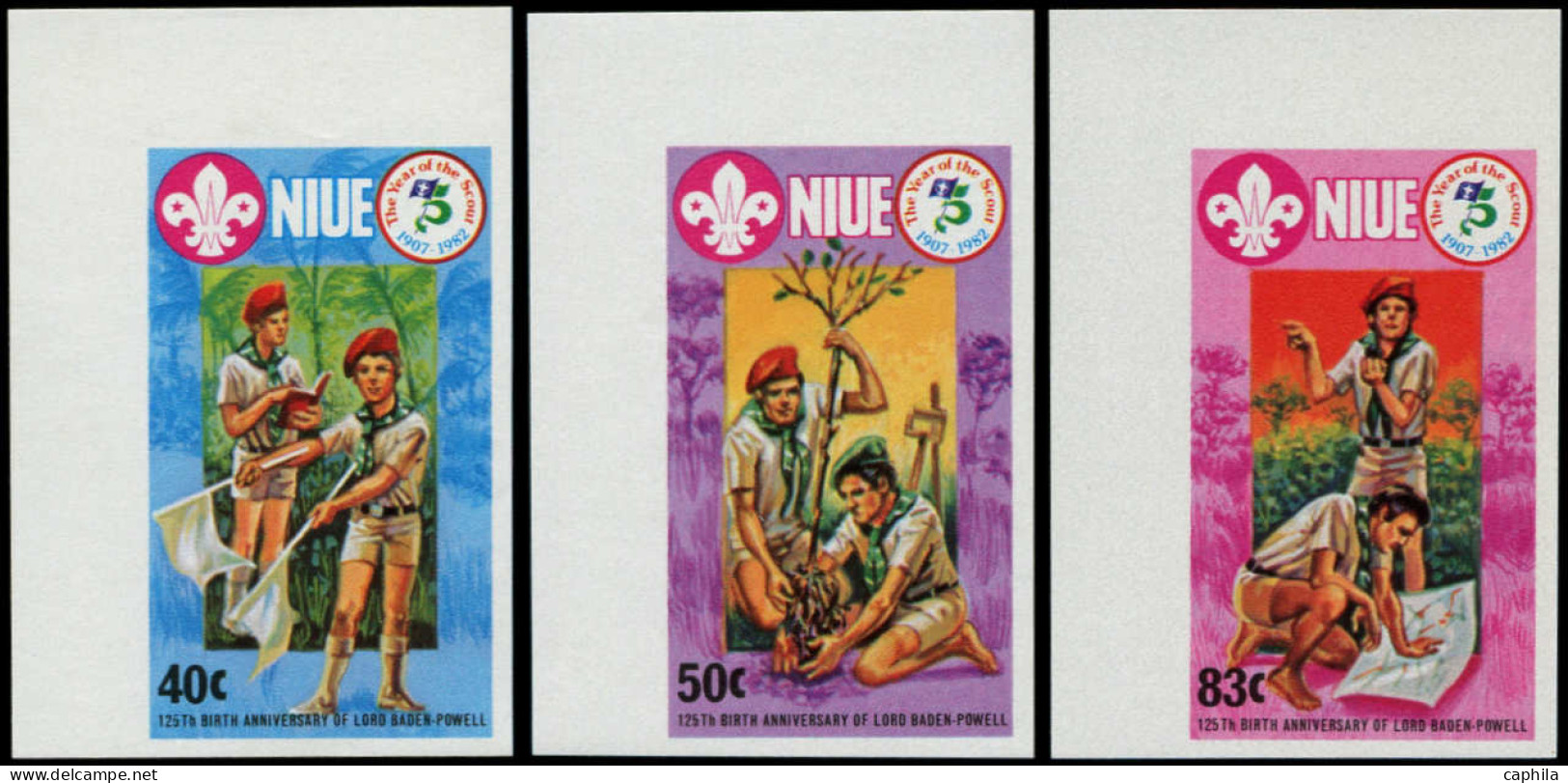 NIUE Poste ** - 382/84, Non Dentelés, Cdf (tirage 150): Scoutisme - Niue
