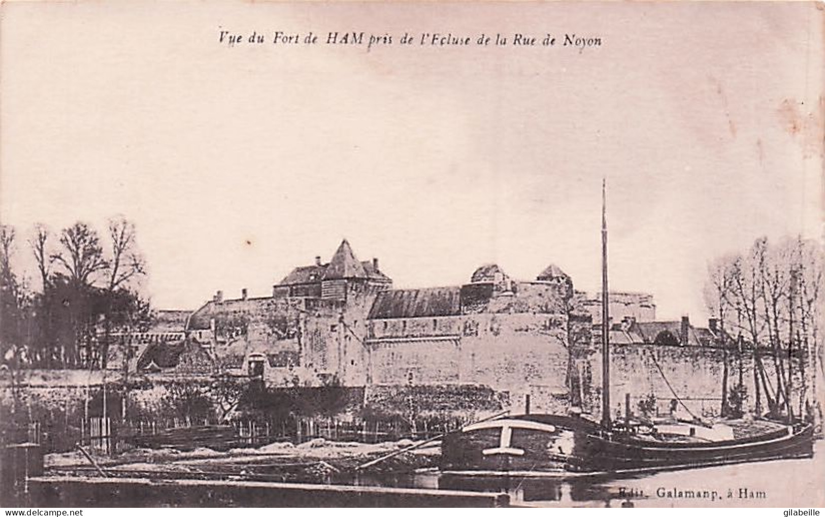 80  - Vue Du Fort De HAM Pris De L'écluse De La Rue De Noyon - Péniche - Ham