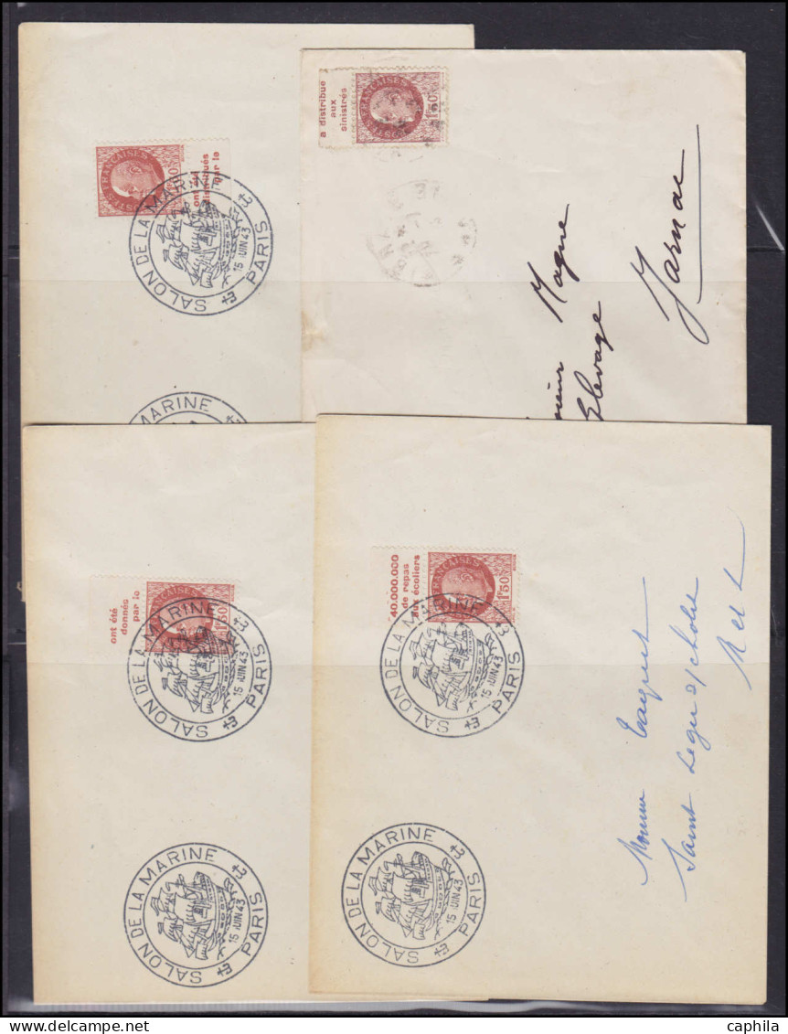 FRANCE Bandes Publicitaires LET - Collection de 105 lettres avec timbres + marges publicitaires. Période 1920/1950