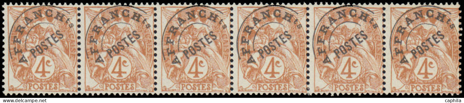 FRANCE Roulettes ** - 42, Bande De 6 Horizontale, Type II: 4c. Blanc Préo - Cote: 3000 - Coil Stamps