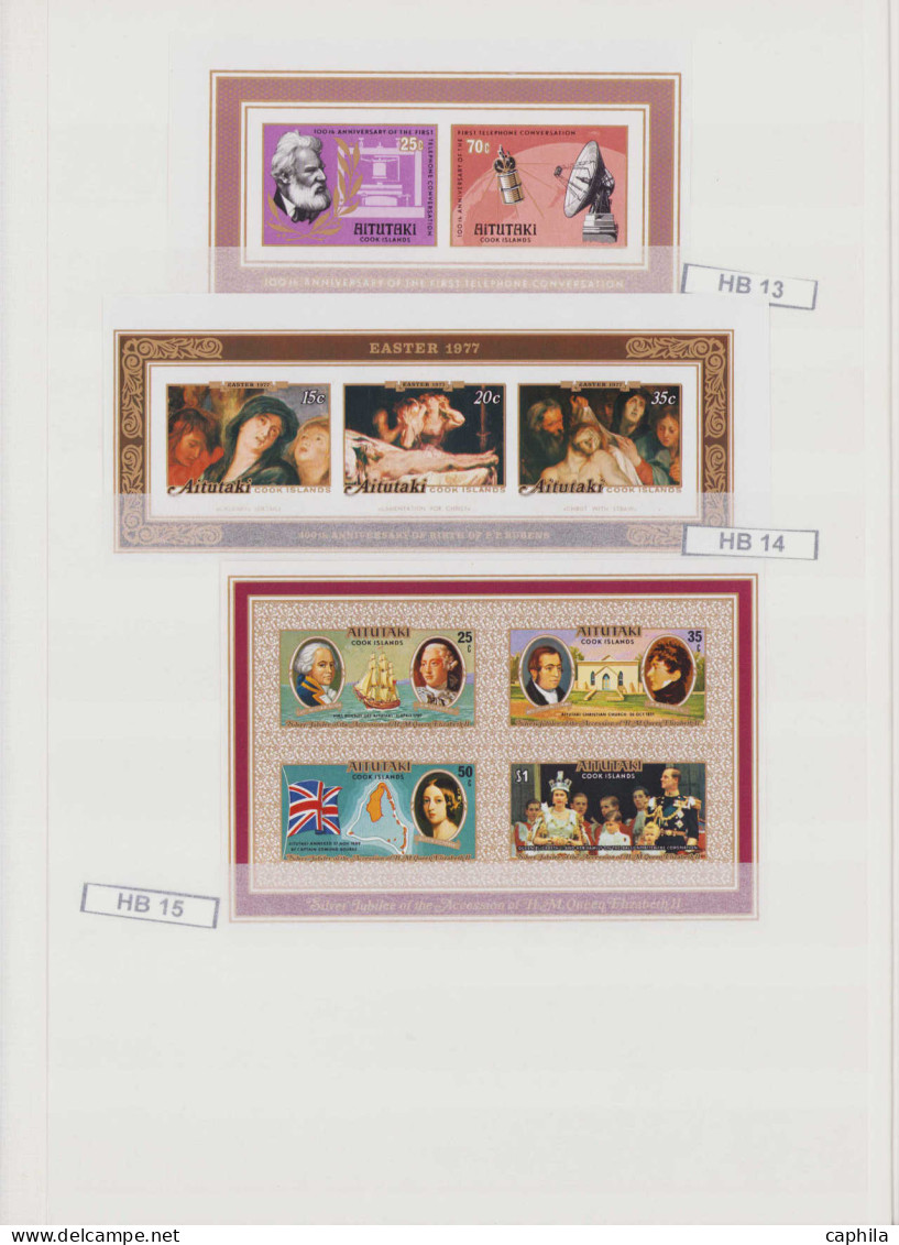 AITUTAKI Non Dentelés LOT - Collection spécialisée de 299 timbres + 26 feuillets tous non dentelés (archives Fournier ti
