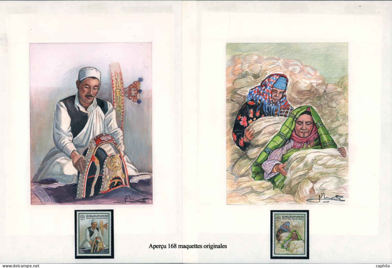 LIBYE Epreuves d'Artiste MAQ - Exceptionnelle collection de 168 maquettes originales, nombreux thématiques: Chevaux, fru