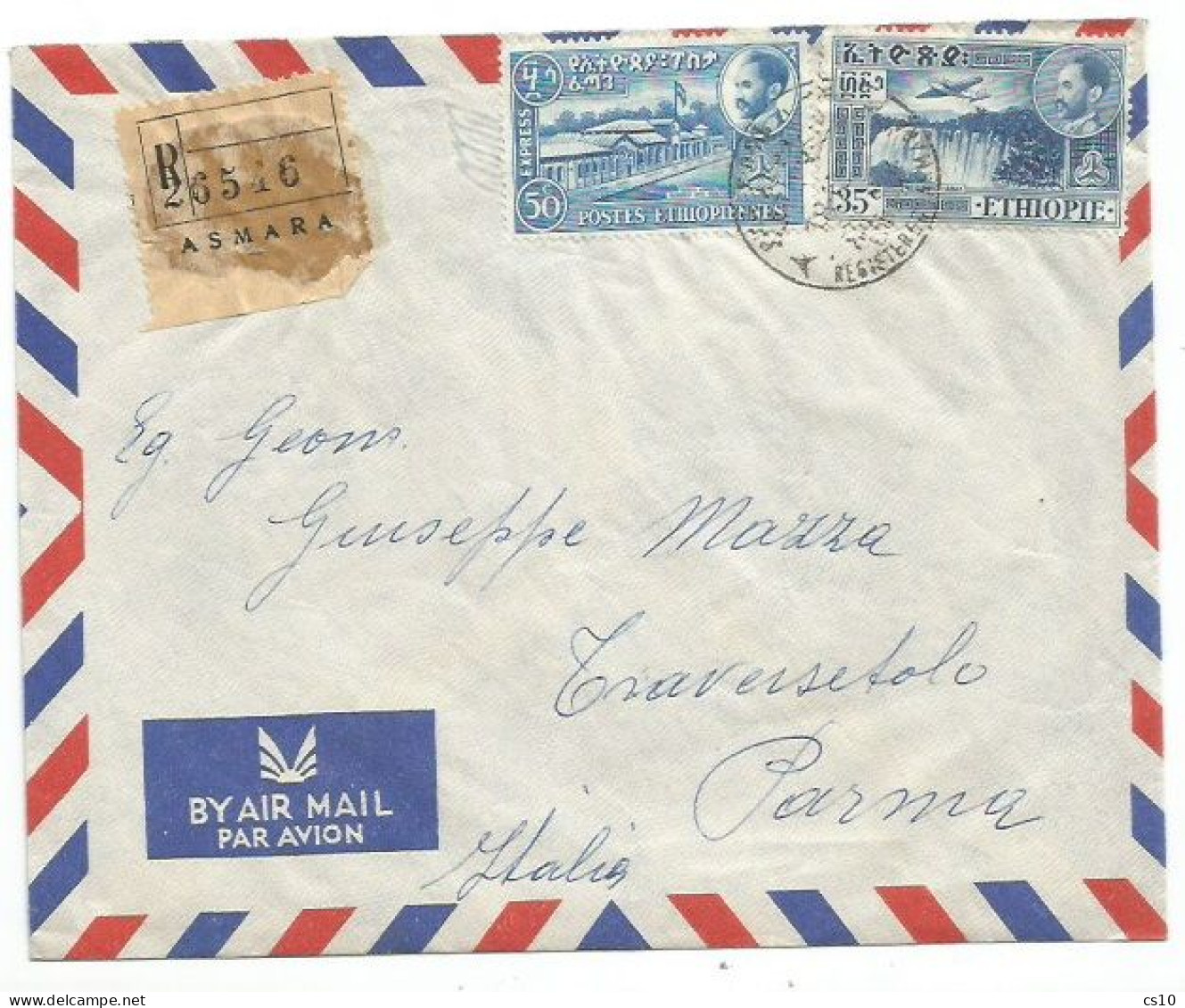 Ethiopia Airmail Registered Cover Asmara 18dec1961 To Italy With C50 Express + C35 Regular - Ethiopië