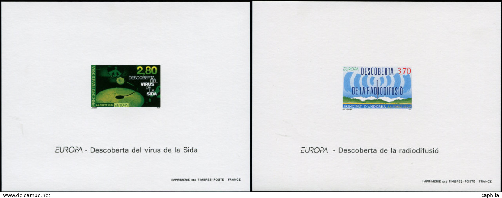 ANDORRE Blocs Spéciaux ** - 444/45, 2 Feuillets: Europa 94, Radio & Sida (Maury) - Cote: 230 - Otros & Sin Clasificación