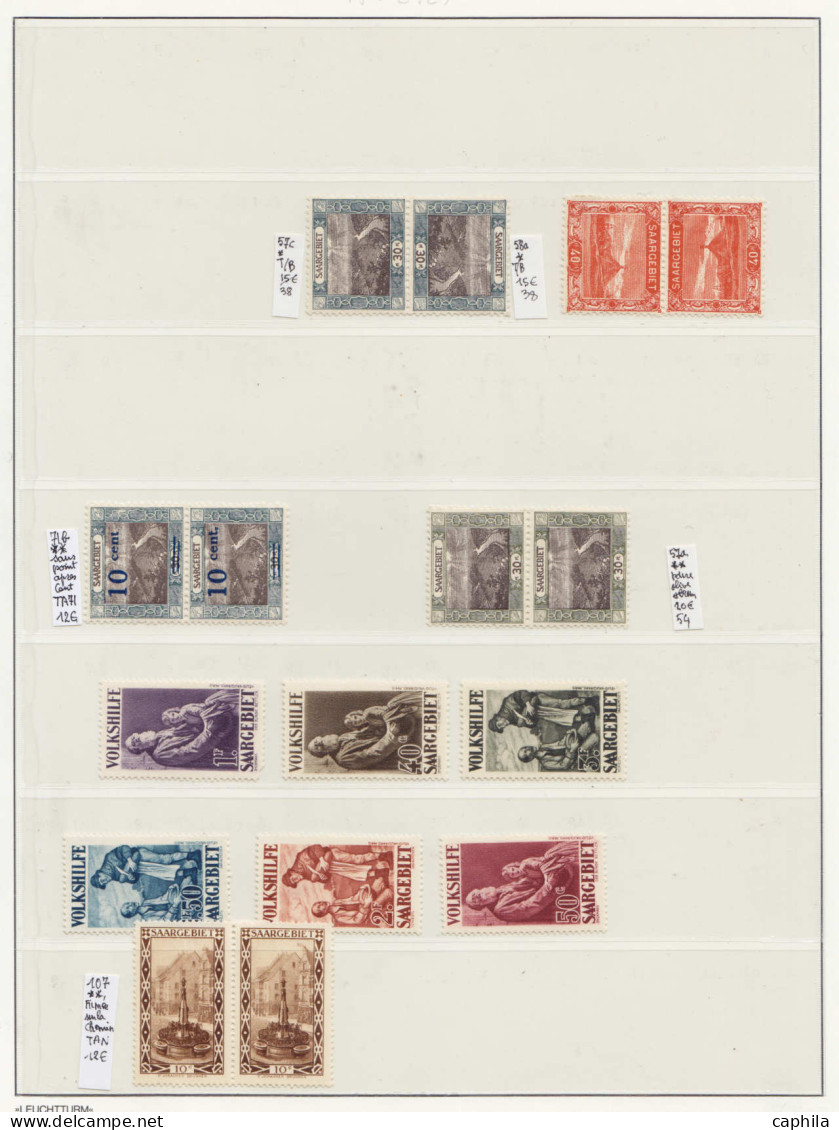 SARRE Lots & Collections LOT - 1927/1959, Sarre + Memel + Zone Française, Petite Collection En Un Album Leuchtturm, Nomb - Collezioni & Lotti
