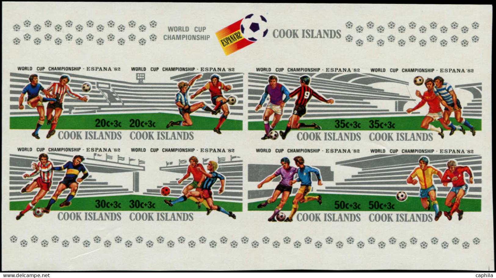 COOK Blocs Feuillets ** - 116, Feuillet Non Dentelé (50 Connus): Football Espana 82 - Islas Cook