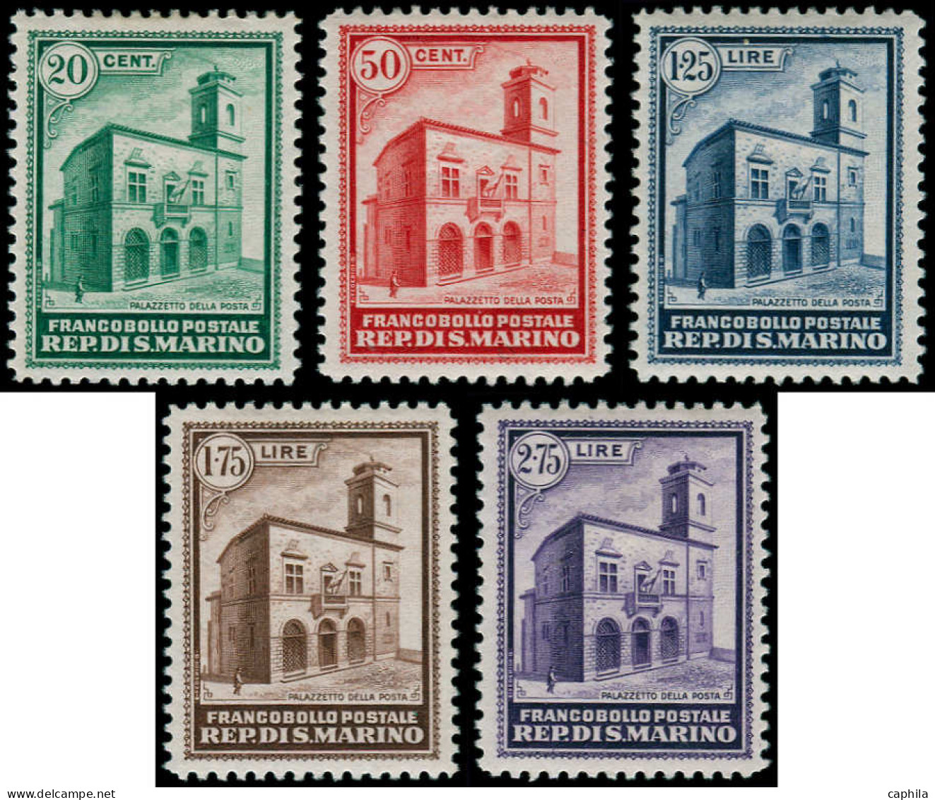 SAINT MARIN Poste * - 159/63, Complet: Hôtel Des Postes - Cote: 475 - Unused Stamps