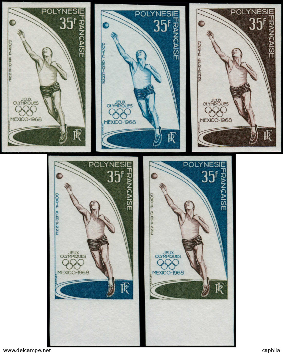 POLYNESIE Poste Aérienne ** - 26, 5 Essais De Couleurs Différents Dont 2 En Polychromes: Jeux Olympiques De Mexico 1968  - Neufs