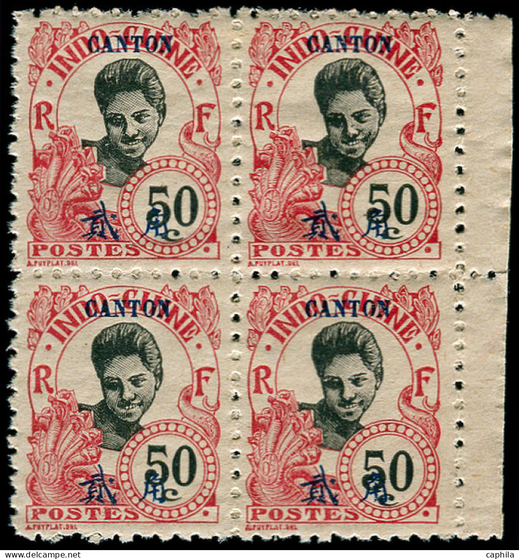 CANTON Poste ** - 61a, Bloc De 4, Dentelé 11, Bdf: 50c. Rose - Cote: 800 - Unused Stamps