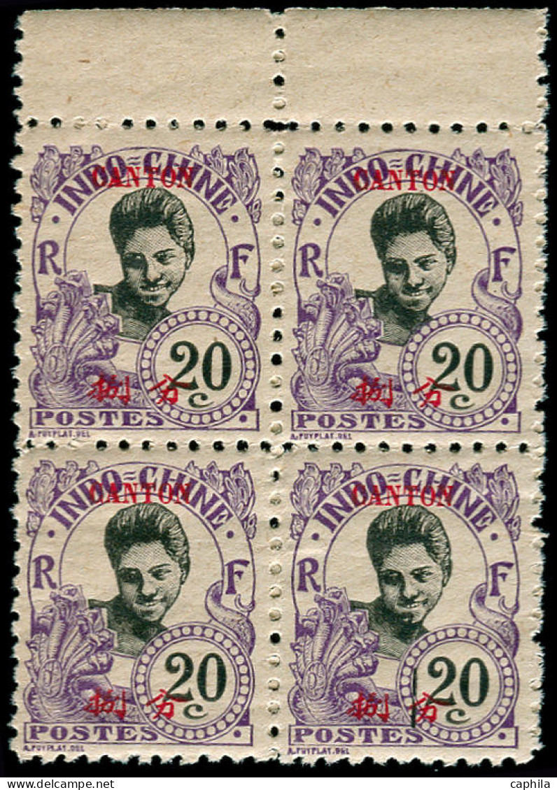 CANTON Poste ** - 56a, Bloc De 4, Dentelé 11, Bdf: 20c. Violet - Cote: 800 - Unused Stamps