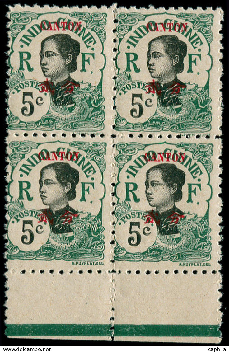 CANTON Poste ** - 53a, Bloc De 4, Dentelé 11, Bdf: 5c. Vert - Cote: 2000 - Unused Stamps