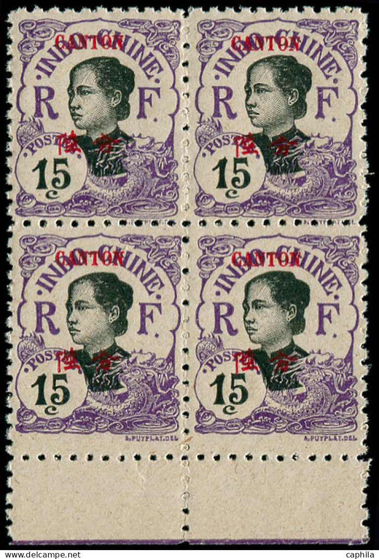 CANTON Poste ** - 55a, Bloc De 4, Dentelé 11, Bdf: 15c. Violet - Cote: 800 - Unused Stamps