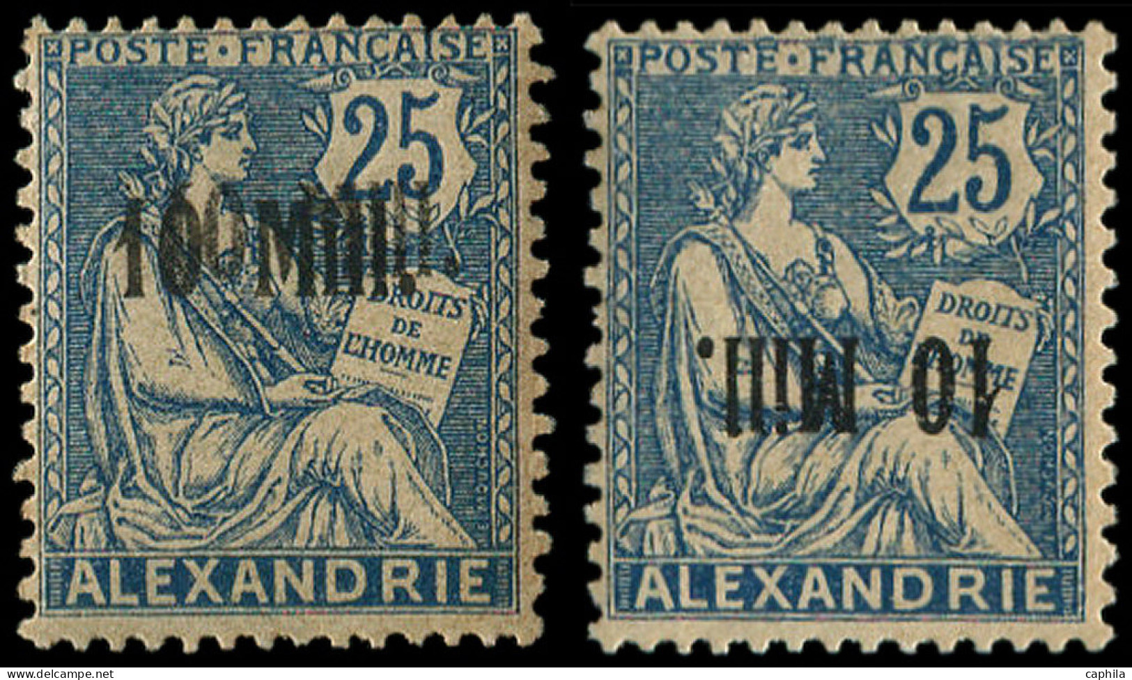 ALEXANDRIE Poste * - 42a + B, Double Surcharge + Une Surcharge Renversée - Cote: 140 - Other & Unclassified