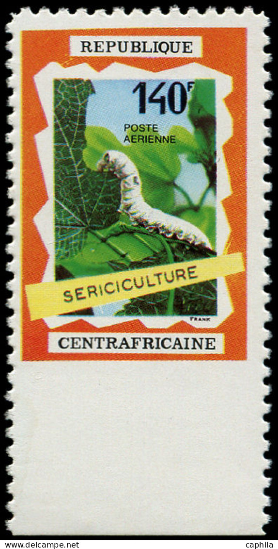 CENTRAFRICAINE Poste Aérienne ** - 86, Non Dentelé Accidentel En Bas: Sériciculture - Central African Republic