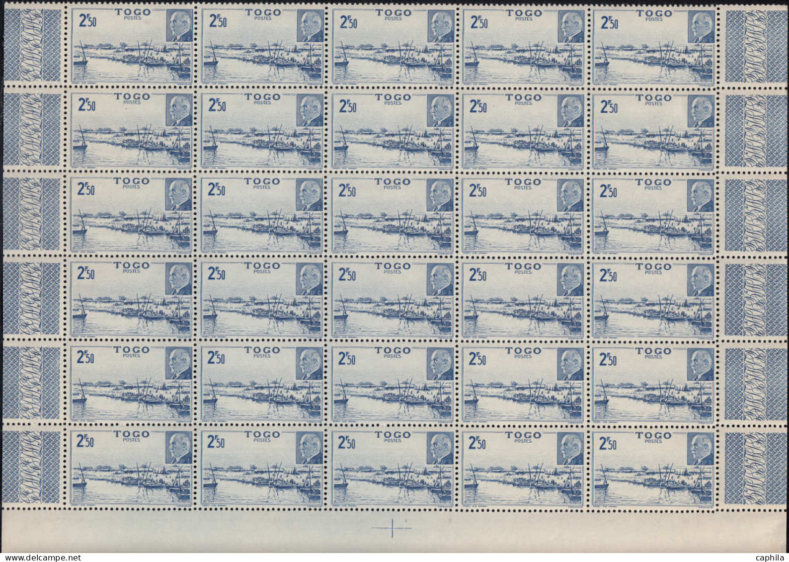 COLONIES SERIES Poste ** - 1944, Pétain en panneaux de 30 (sauf AEF - Madagascar - Océanie) souvent 2 valeurs par bloc a
