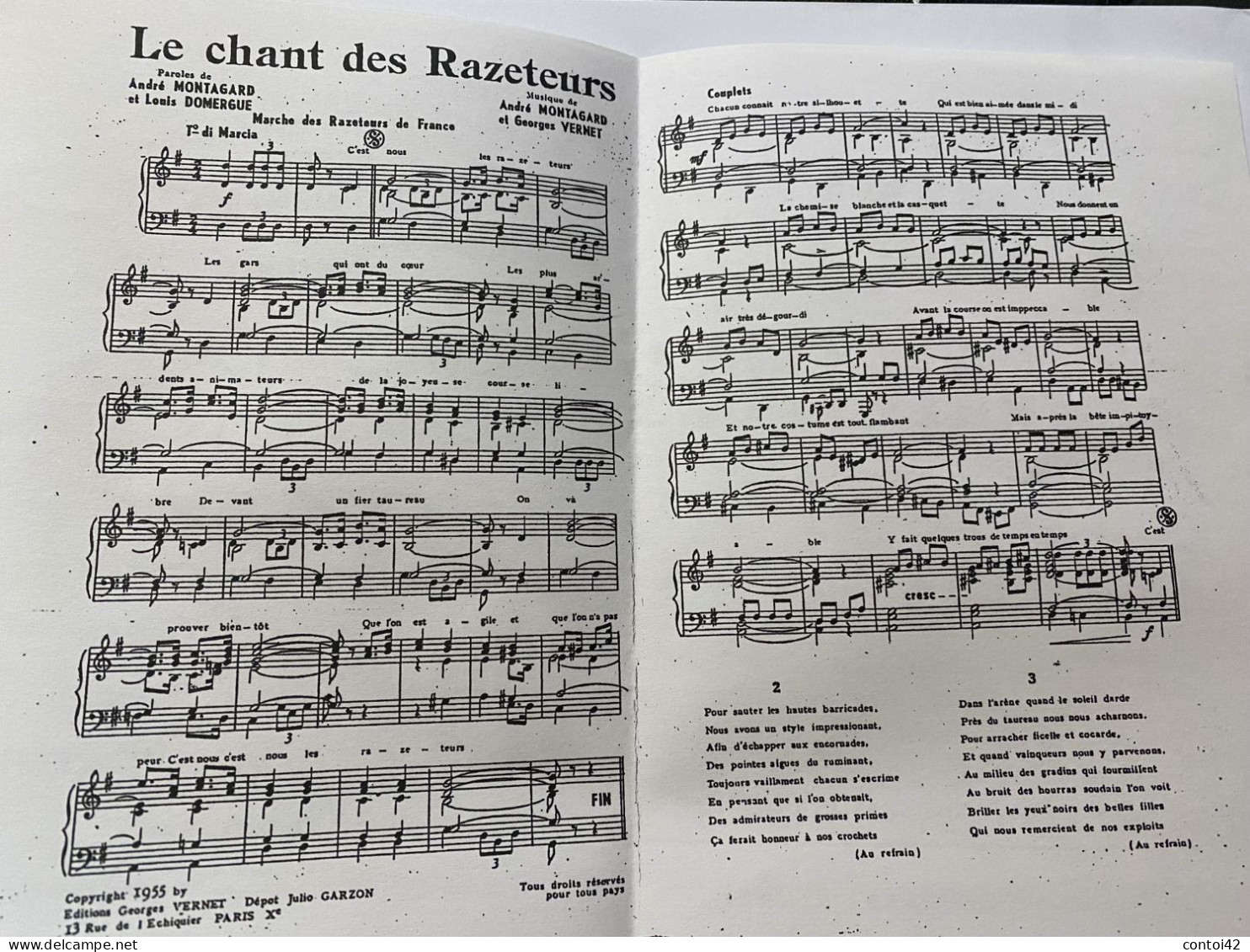 LE CHANT DES RAZETEURS REPRODUCTION  4 PAGES TAUREAUX ET RAZETEURS PAROLES ET MUSIQUE COCARDE COURSE LIBRE TAUROMACHIE - Sonstige & Ohne Zuordnung