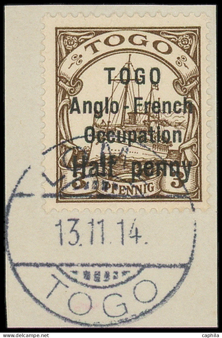 TOGO Poste O - 31A, Type II, Sur Fragment: 1/2p. Sur 3pf. Brun - Cote: 70 - Used Stamps