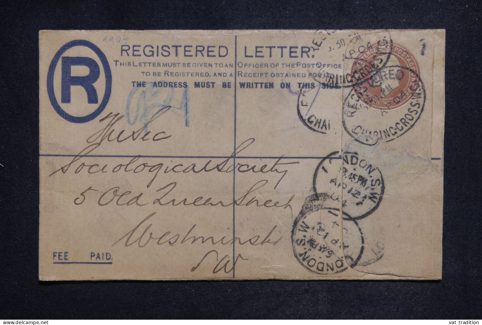 ROYAUME UNI - Entier Postal En Recommandé De Londres En 1904 - L 151516 - Entiers Postaux
