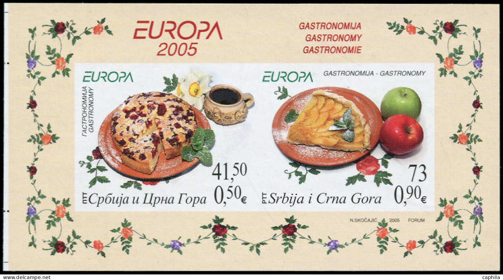 SERBIE & MONTENEGRO Blocs Feuillets ** - 62, Non Dentelé: Europa 2005, Pâtisserie, Pommes - Serbia