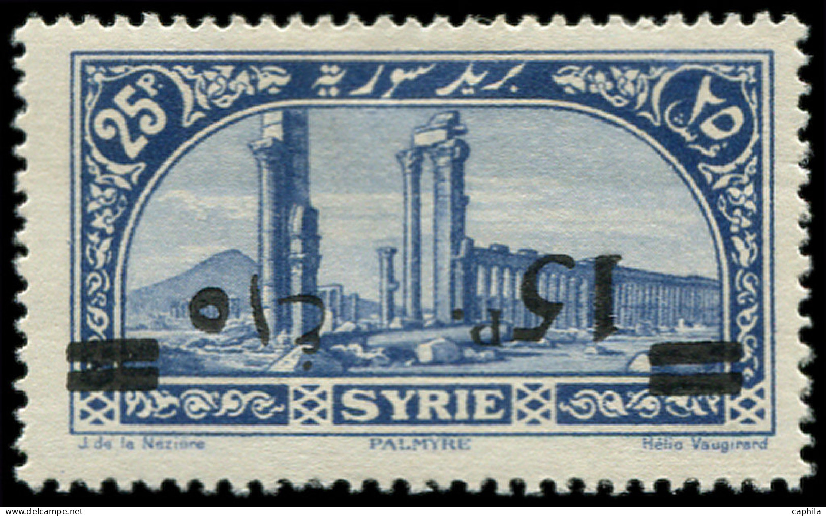 SYRIE Poste * - 183, Surcharge Renversée: 15p. S. 25p. Bleu - Nuevos