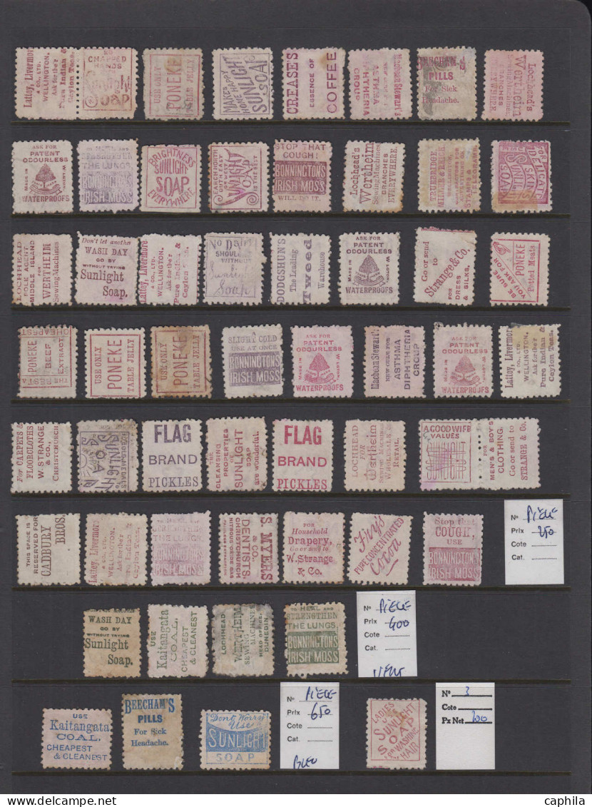 NOUVELLE ZELANDE Lots & Collections LOT - Stock de plus de 320 timbres avec publicité au verso (période 1891/94)