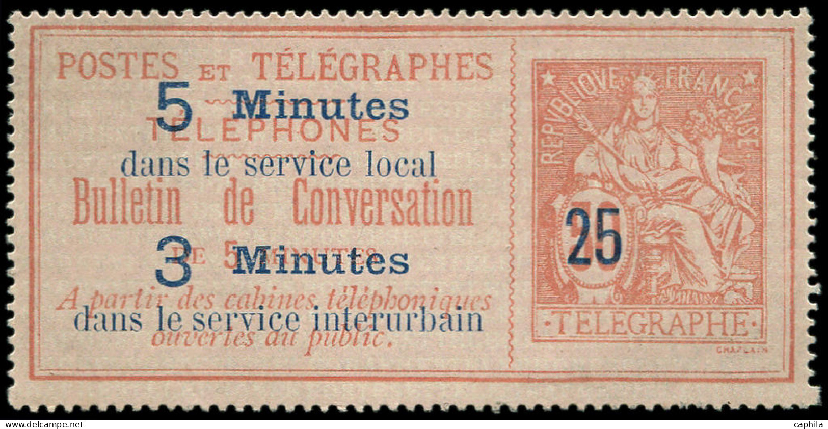 FRANCE Téléphone * - 14, Postes Et Télégraphes: 25c. S. 50c. Rouge S. Rose - Cote: 360 - Télégraphes Et Téléphones