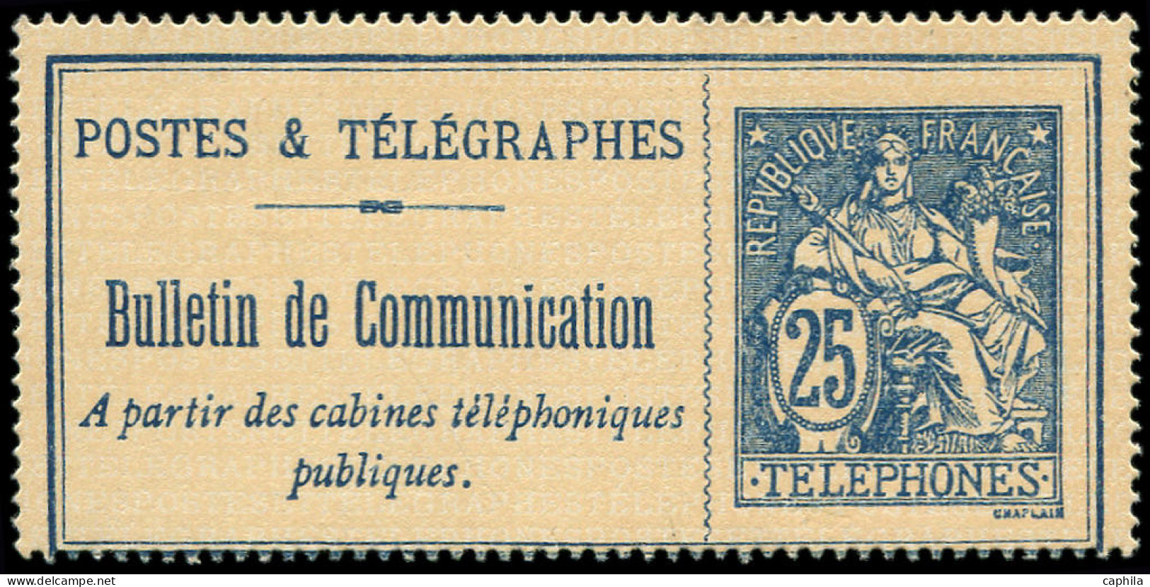 FRANCE Téléphone (*) - 16, Postes Et Télégraphes: 25c. Bleu S. Chamois - Cote: 100 - Télégraphes Et Téléphones