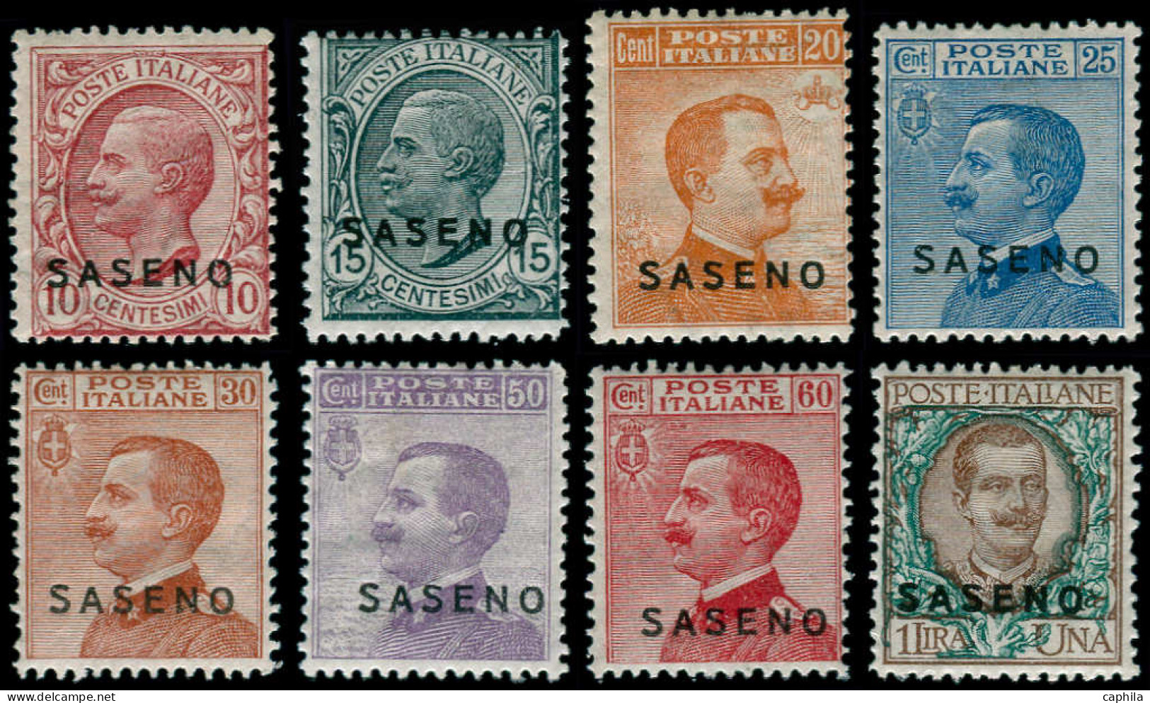 SASENO Poste * - 1/8, Complet (Sas. 1/8) - Cote: 600 - Saseno