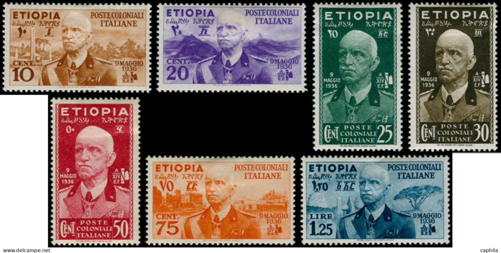 ETHIOPIE OCC.ITALIE Poste * - 1/7, Complet: Victor Emmanuel III (Sas. S1) - Cote: 160 - Etiopía