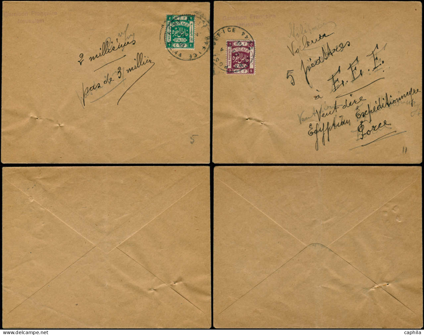 PALESTINE Poste LOT - Ensemble De 7 Lettres Philatéliques De 1918, Secteur GB En Palestine SZ 44, Avec Entête: Garnison  - Palestina