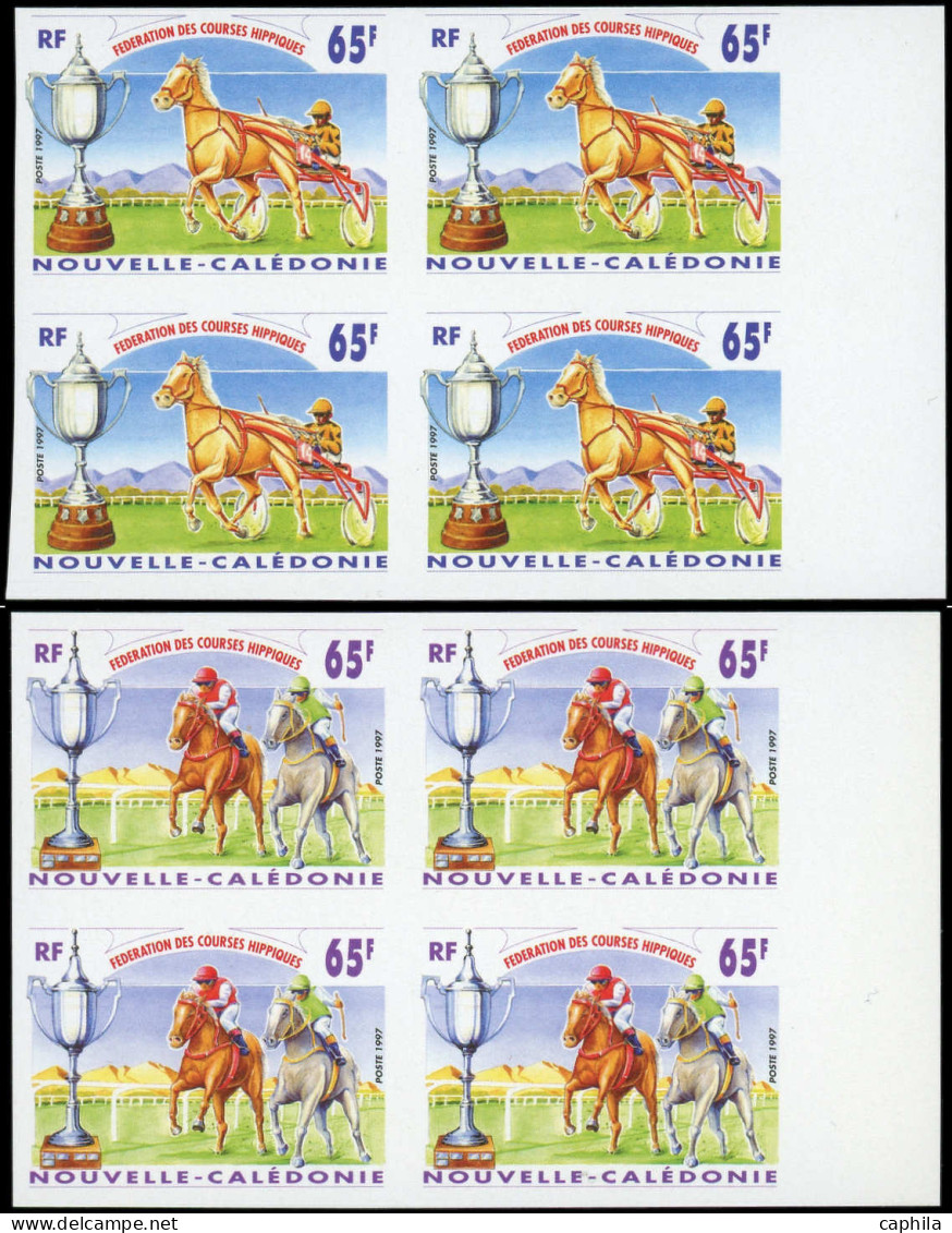 NOUVELLE-CALEDONIE Poste ** - 735/36, 2 Blocs De 4 Non Dentelés, Bdf: Courses Hippiques (Maury) - Cote: 100 - Unused Stamps