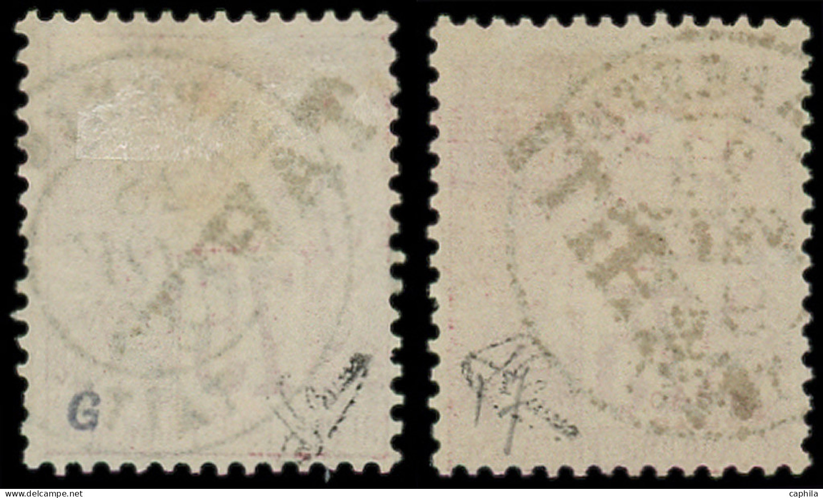 TAHITI Poste O - 17 + 17a, Signés Brun: 75c. Rose - Cote: 280 - Used Stamps