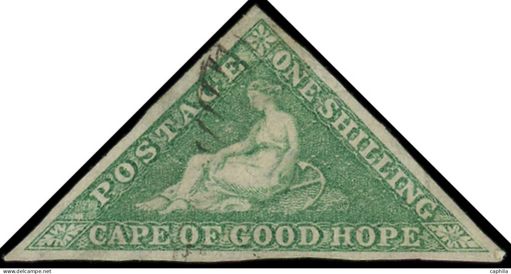 CAP DE BONNE ESPERANCE Poste O - 10, Belles Marges, Signé: 1s. Vert émeraude - Cote: 700 - Kaap De Goede Hoop (1853-1904)