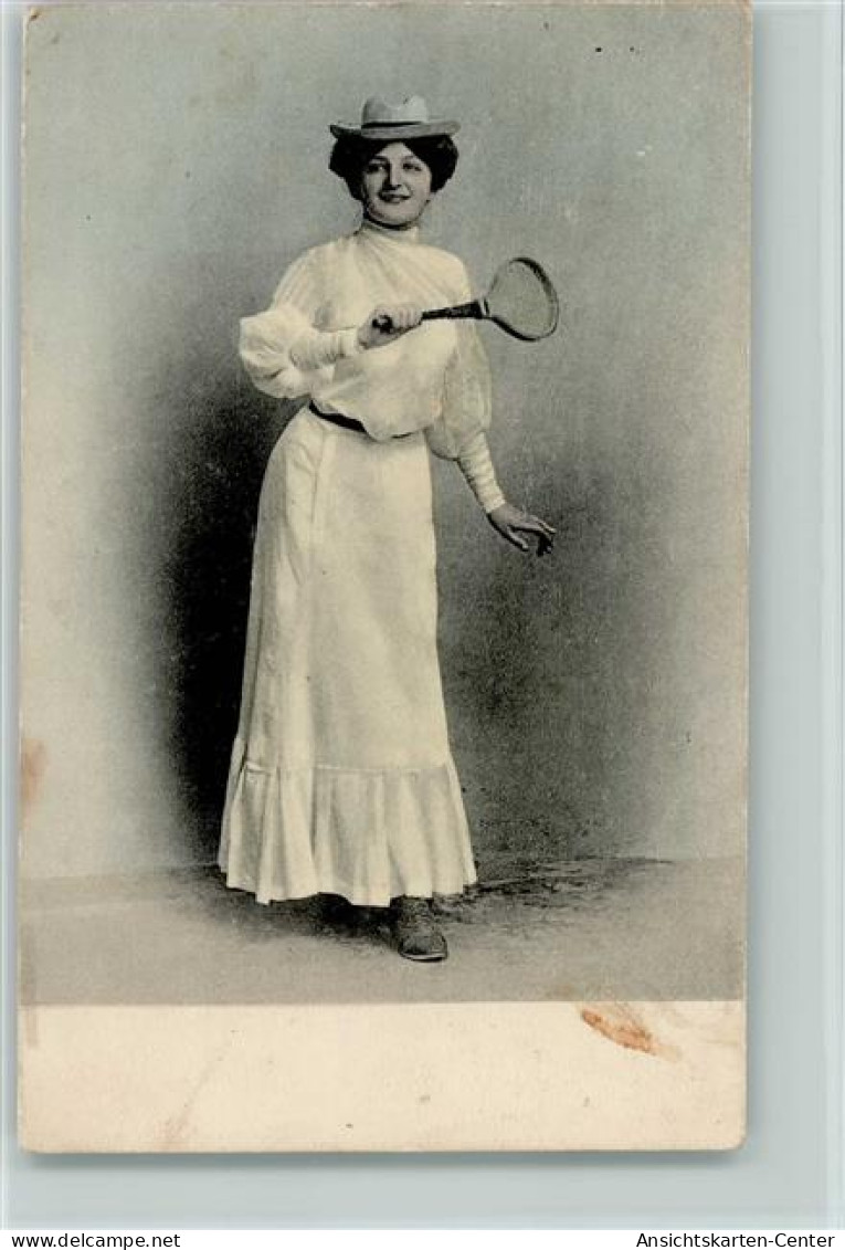 12083801 - Tennis Frau Mit Tennisschlaeger 1909 AK Mode - Tennis