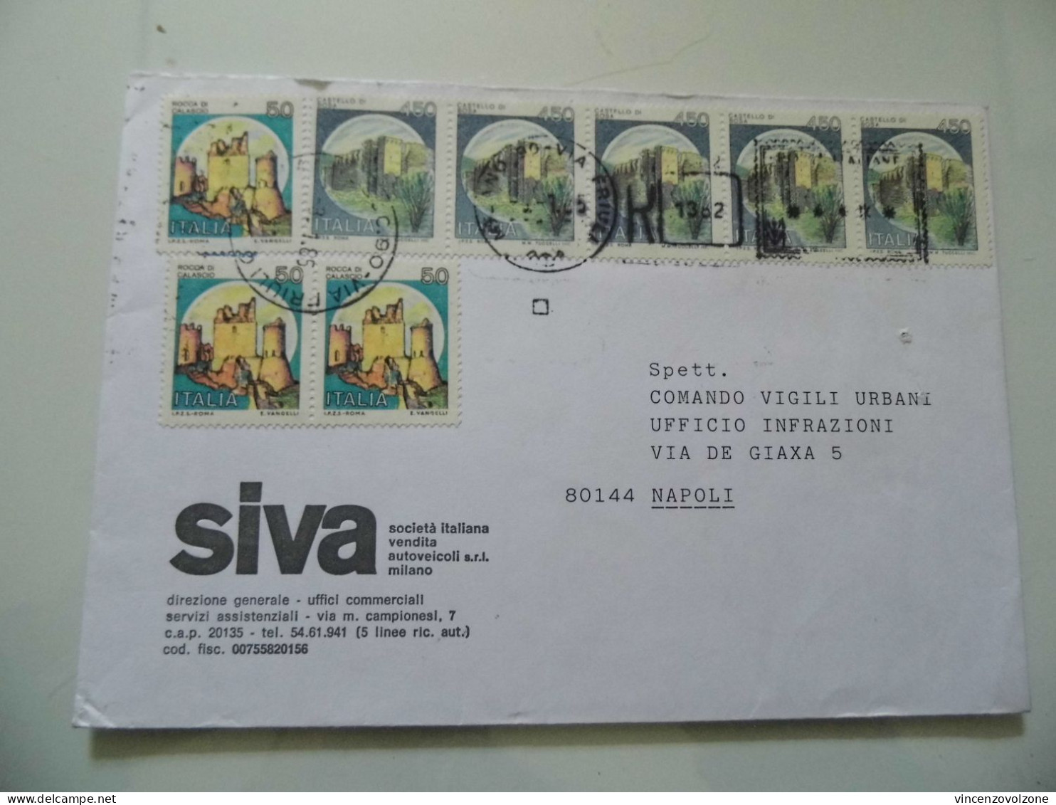 Busta  Viaggiata "SIVA - COMANDO VIGILI URBANI NAPOLI - UFF. INFRAZIONI" 1984 - 1981-90: Marcophilie