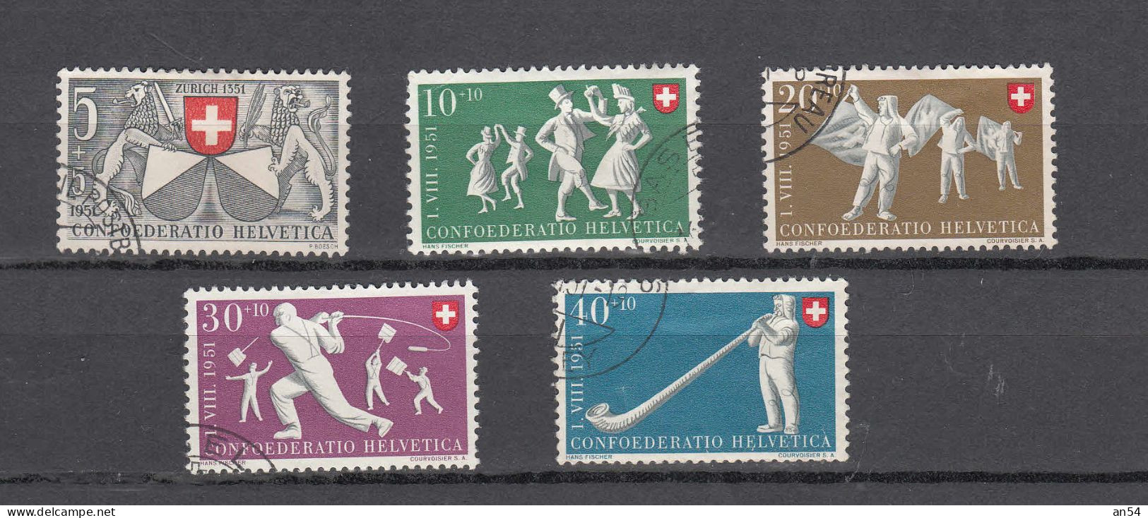 PP   1951  N° B51 à- B55    OBLITERES    COTE 60.00         CATALOGUE SBK - Used Stamps