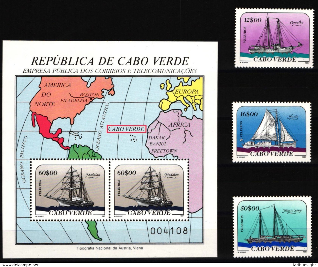 Kap Verde 523-525 Und Block 11 Postfrisch Schifffahrt #KC008 - Islas De Cabo Verde